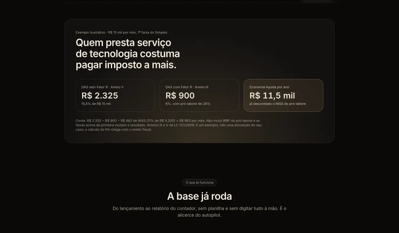 Comparação de impostos para quem presta serviço.