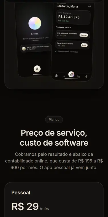 O app no celular.